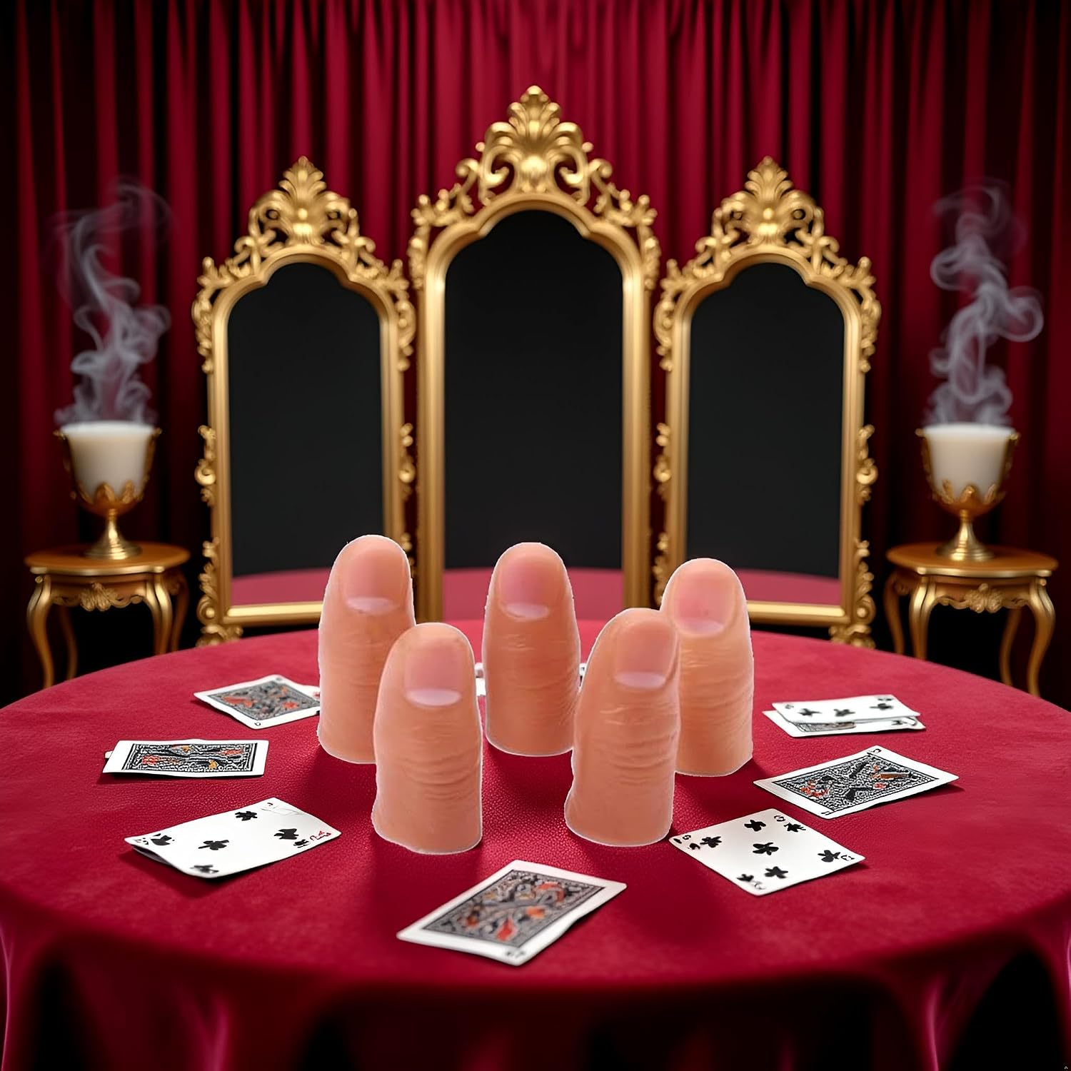 Jinshining 5 Pcs Hard Thumb Tip Finger Fake Magic Tool,Tricks Close up Magic Appear Vanish Magic Fake Finger Trick Prop for Magicians Accessories,Magic Kits and Accessories