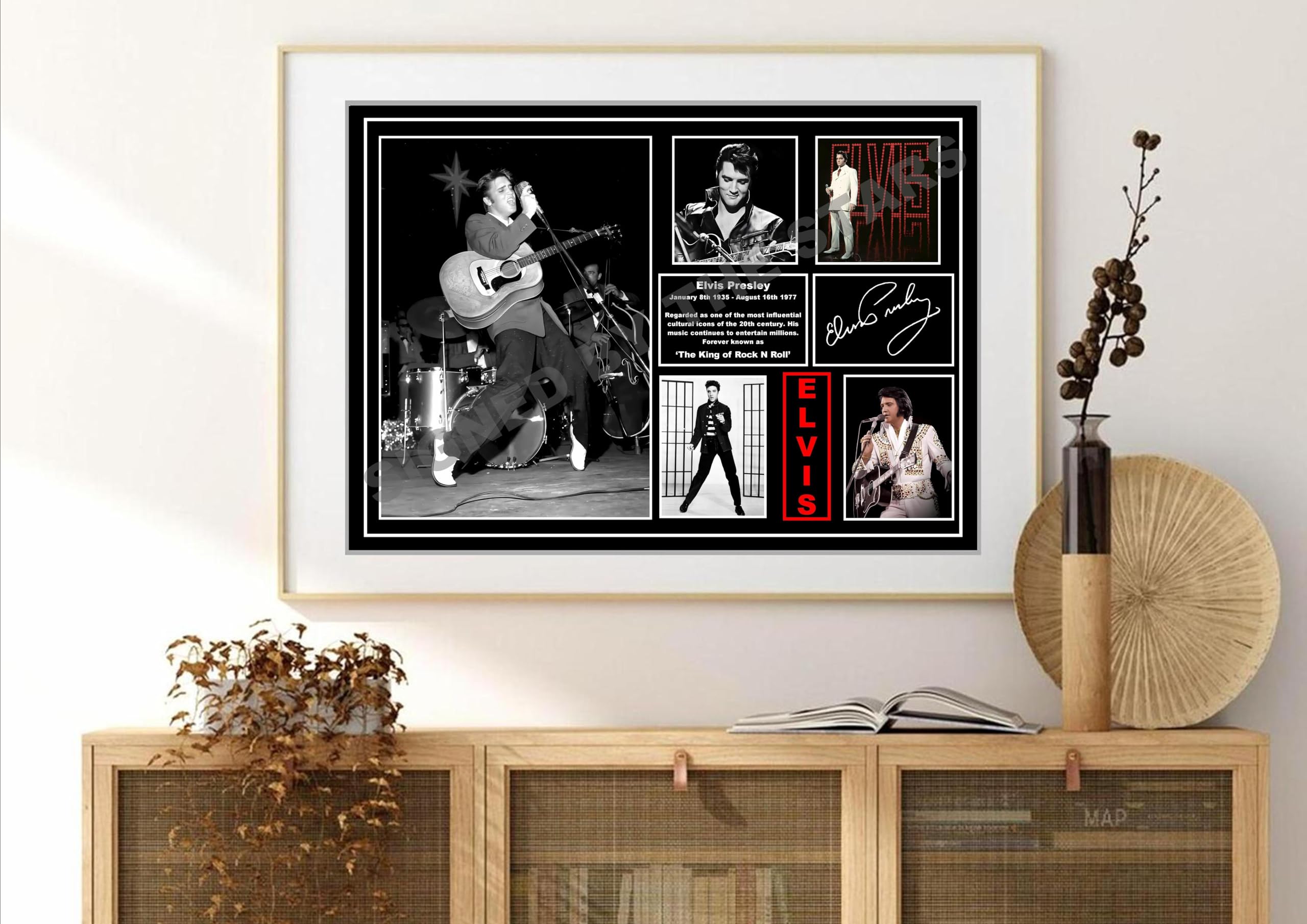 Stunning Quality Elvis Presley Tribute Signed/Autographed Print. (A3 PRINT ONLY 42CM X 29.7CM)