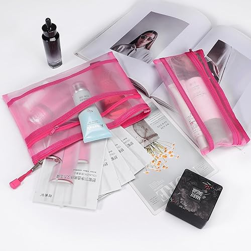 Miniatura 6 de Sinzip - juego de 12 bolsas de malla con cierre de nylon, bolsas de cosméticos de malla, estuches para lápices, bolsas de viaje multiusos para