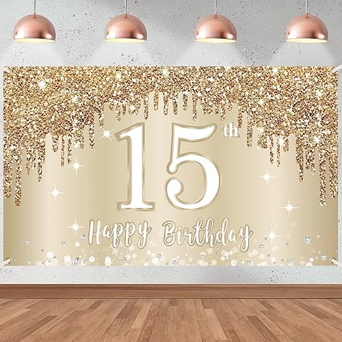 Miniatura 1 de Cartel de feliz cumpleaños número 15 para niñas decoración de cartel de cumpleaños de 15 años decoración de póster de cumpleaños de quince años 728
