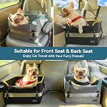 PETSFIT Sièges de voiture pour chiens pour petits chiens, siège de voiture de booster de chien breveté, siège pour voiture de chat avec ceinture de sécurité, adapté pour les petits animaux jusqu'à 25lbs (Gris)