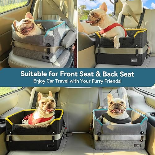 Vista 81 de PETSFIT - Asiento de automóvil para perros pequeños, portátil, con hebillas seguras patentadas, correa de clip, adecuado para mascotas pequeñas