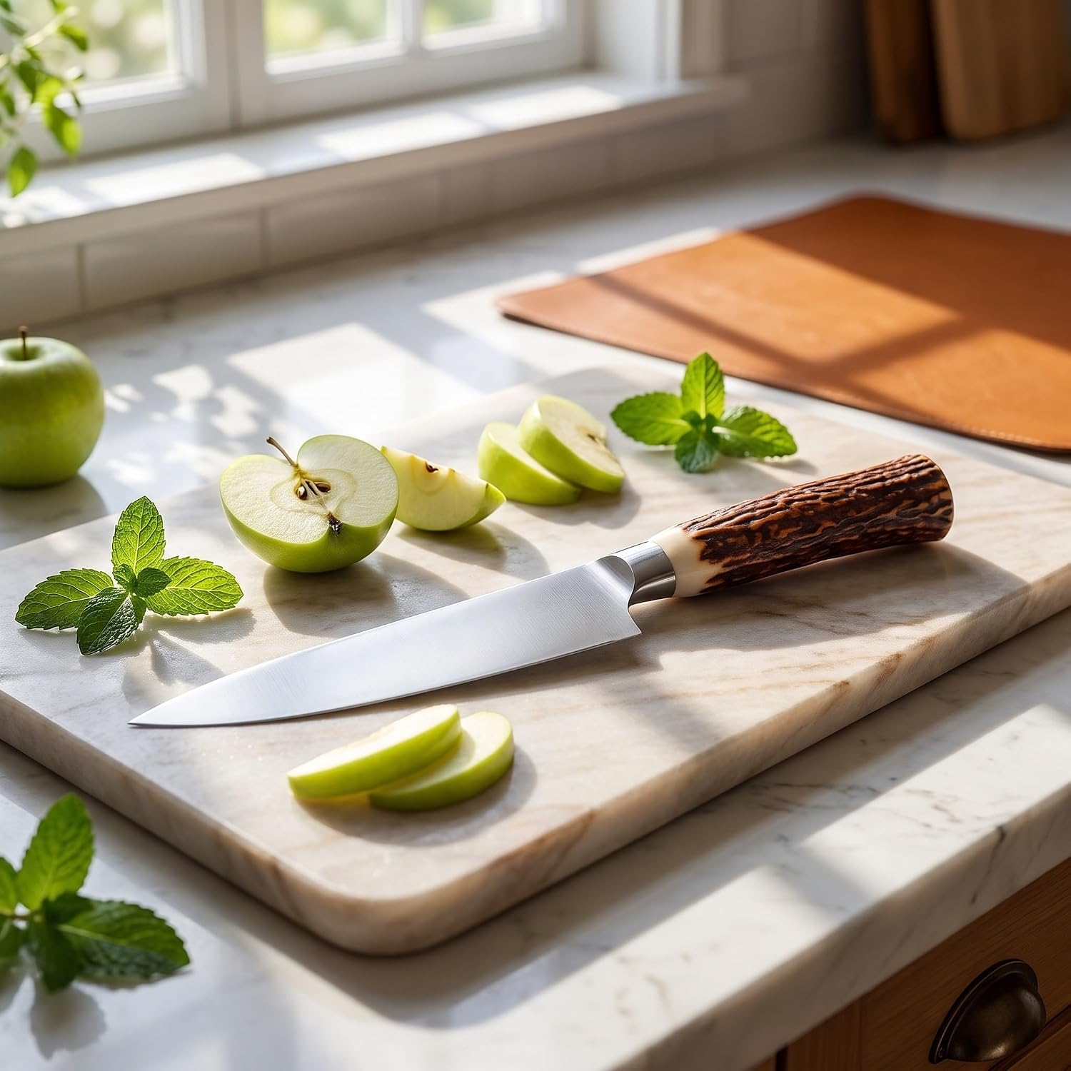 Faux Antler Fruit Knife Handle Replacement Brown Resin Repair Scales