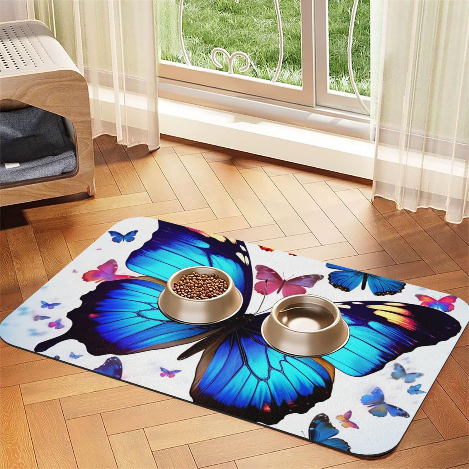 Tapis de nourriture pour chat absorbant imperméable 30 x 45 cm en cuir PU