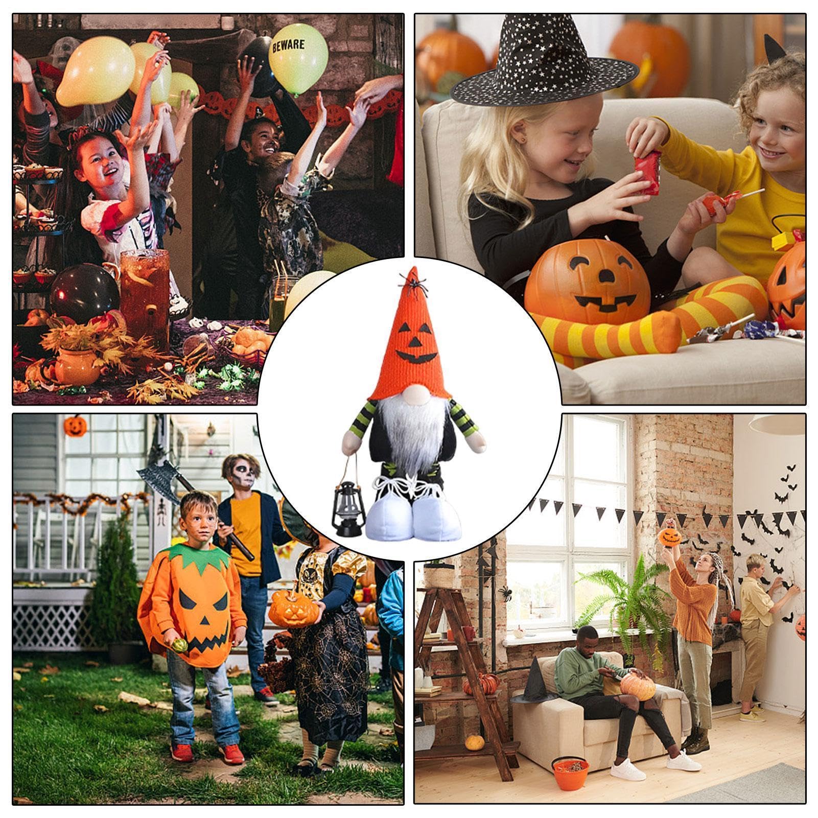 Ręcznie robione krasnale na Halloween, szwedzki kapelusz z twarzą dyni, bez