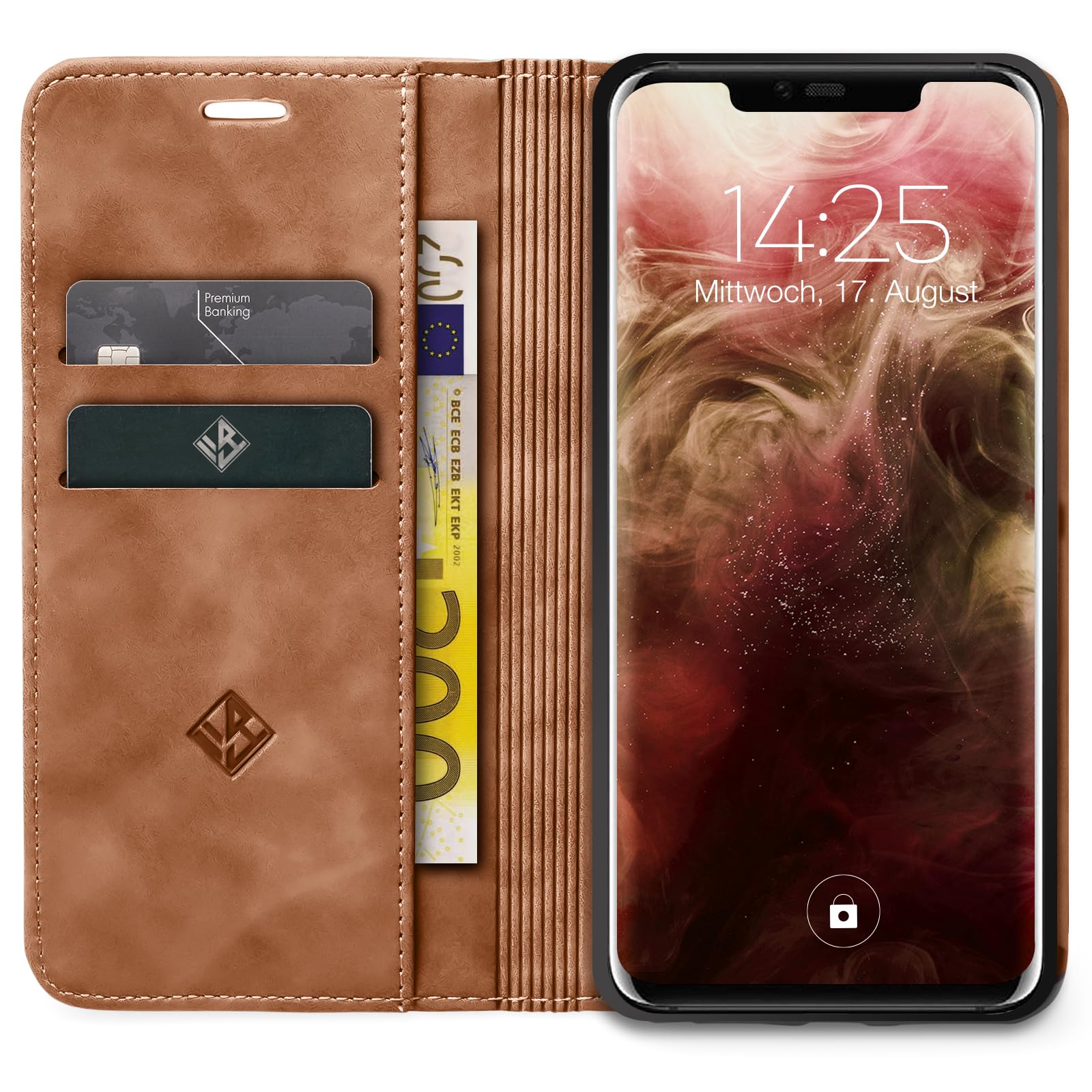 LBH Handyhülle Für Huawei Mate 20 – Flip Case Mit Kartenfach, Magnetverschluss & Standfunktion, Schwarz