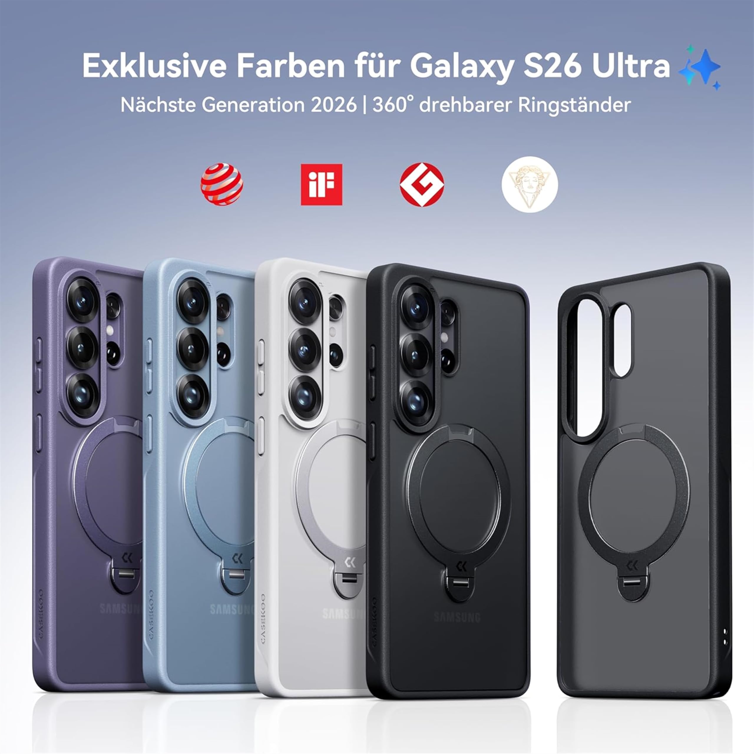 CASEKOO Offizielles Schwarz für Samsung Galaxy S26 Ultra Hülle, 6,9 Zoll