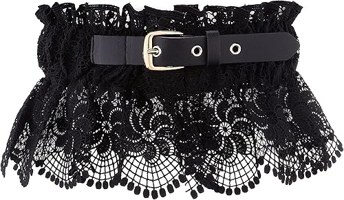 Ayliss Cinturón ancho elástico de encaje de cintura ancha elástica para mujer, cinturón de vestir de moda con cincha elástica, cinturón retro de