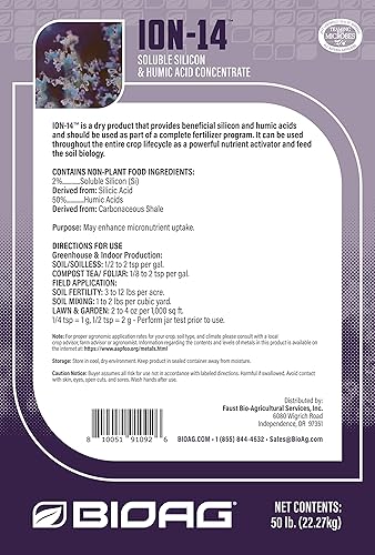 Miniatura 2 de ION-14 Silicio y Húmico/Ácidos Fúlvicos Concentrado (5 lbs) Silicato de sílice si Fertilizante de micronutrientes de carbono hidropónico Jardín