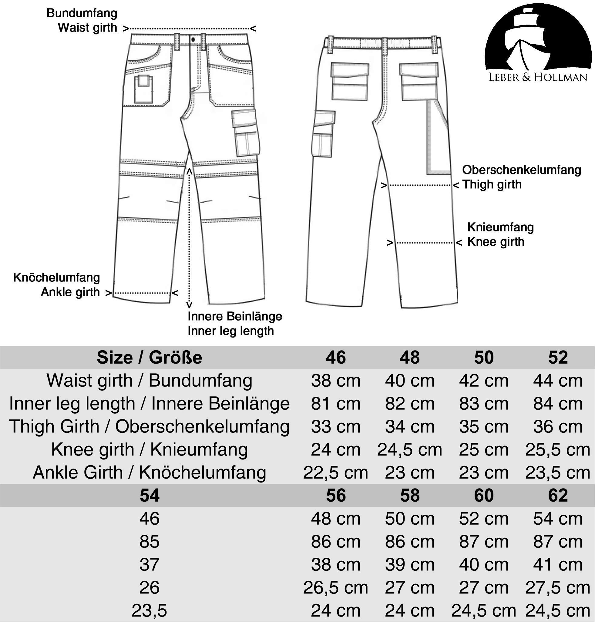 LEBER&HOLLMAN Werkbroek voor heren, veiligheidsbroek, met zakken voor kniebeschermers, tailleband, werkkleding, zwart/geel, maat 56