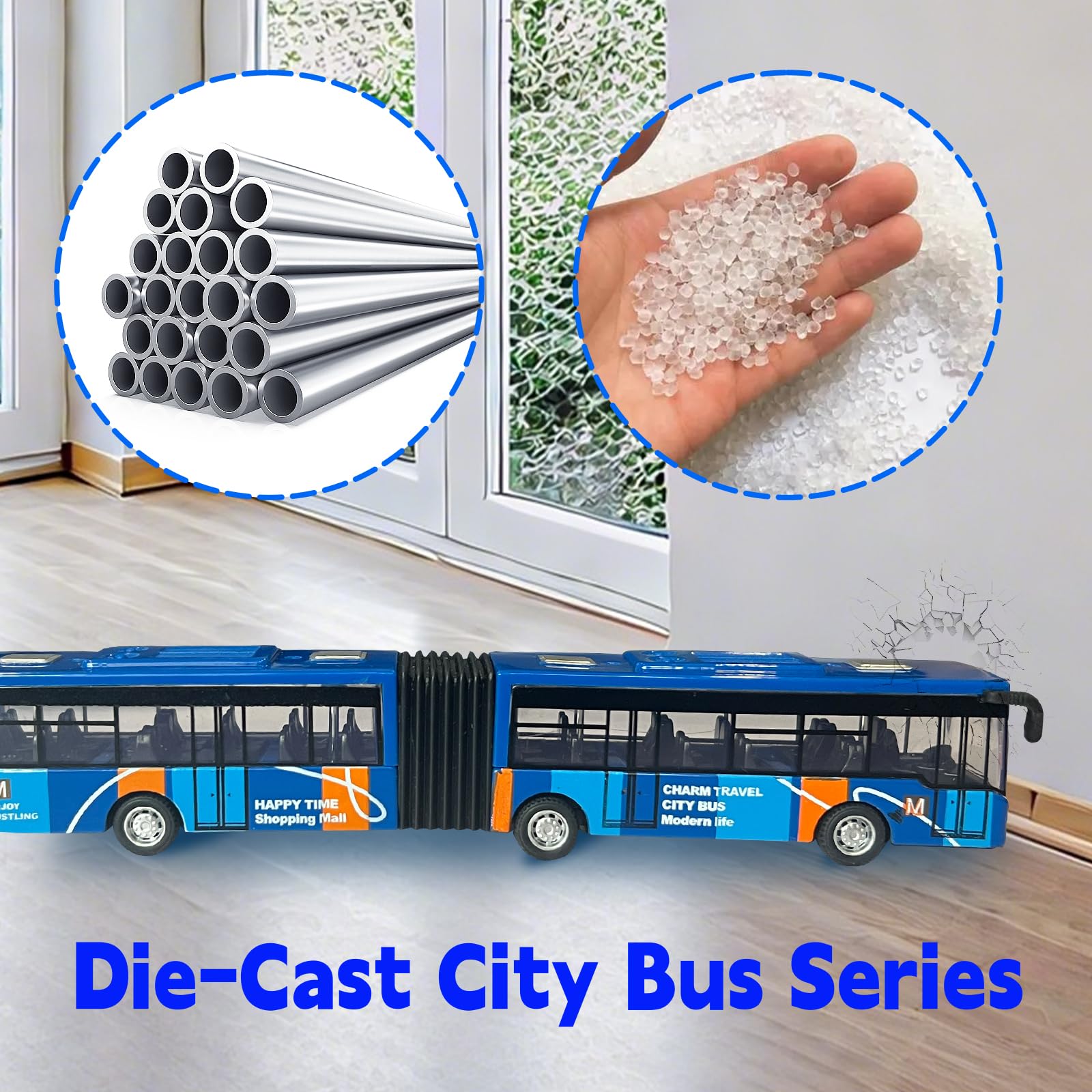 Juguete de autobús urbano para niños, escala 1:64, vehículos de metal fundido a presión, juguetes de modelo, regalo educativo, paquete de 3, autos de fricción para niños y niñas a partir de 3 5