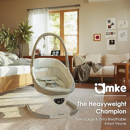 Miniatura 8 de AMKE Columpio de bebé para bebé, columpio eléctrico grande, balancín para bebé recién nacido, 5 velocidades de balanceo con control remoto, altavoz