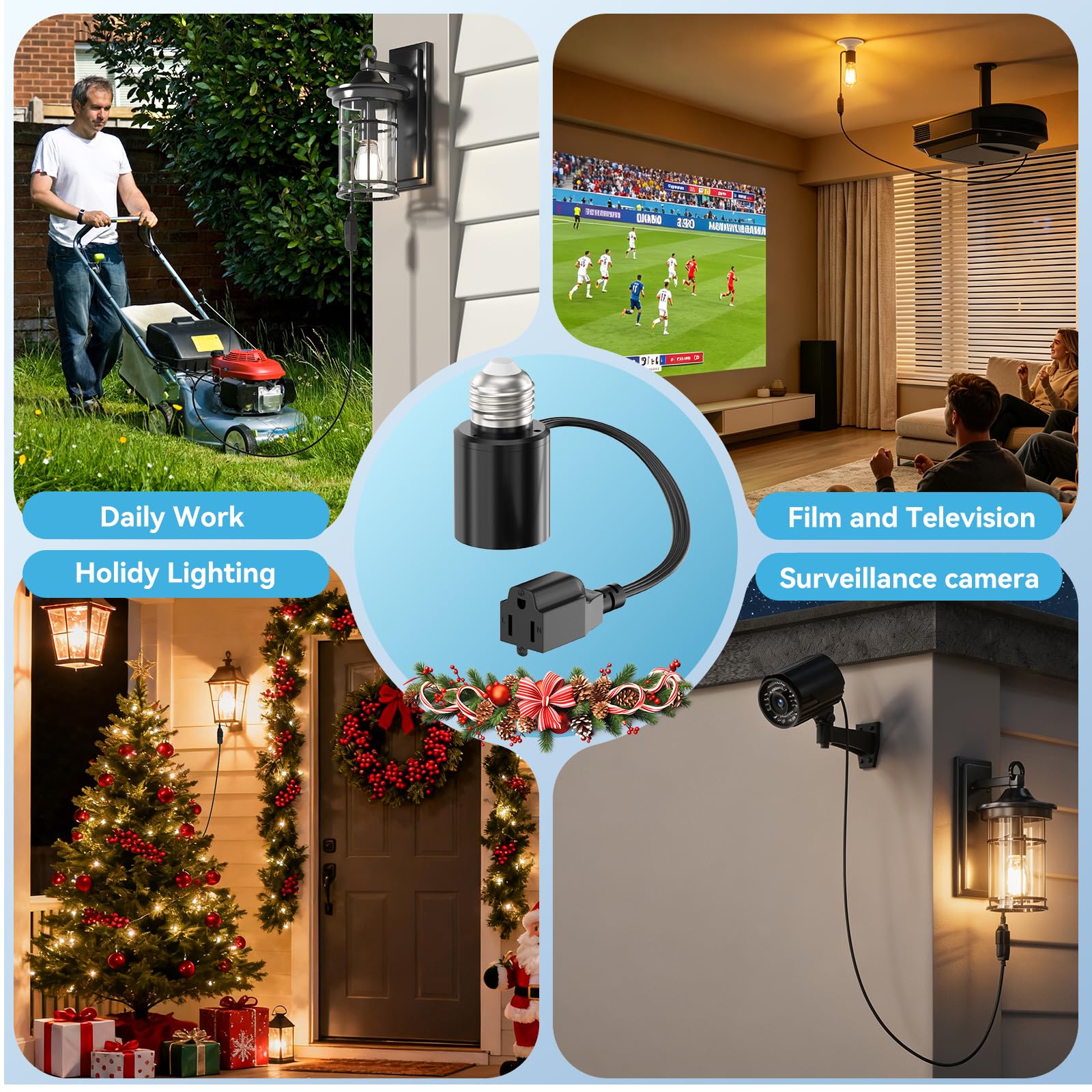 Light Socket Adapter - 2/3 Prong Converter -7