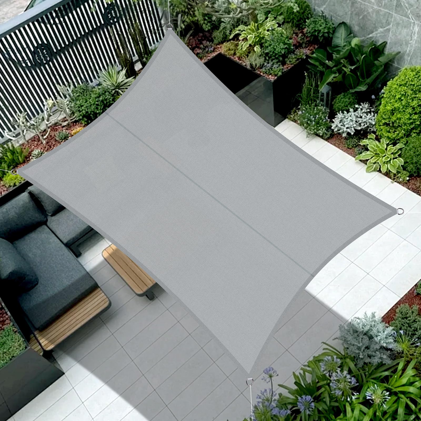 Cool Area Toldo Vela de Sombra Impermeable Rectangular 2.5x4m Protección UV PES Toldos para Patio Exterior Jardín Terraza-Arena — view 33