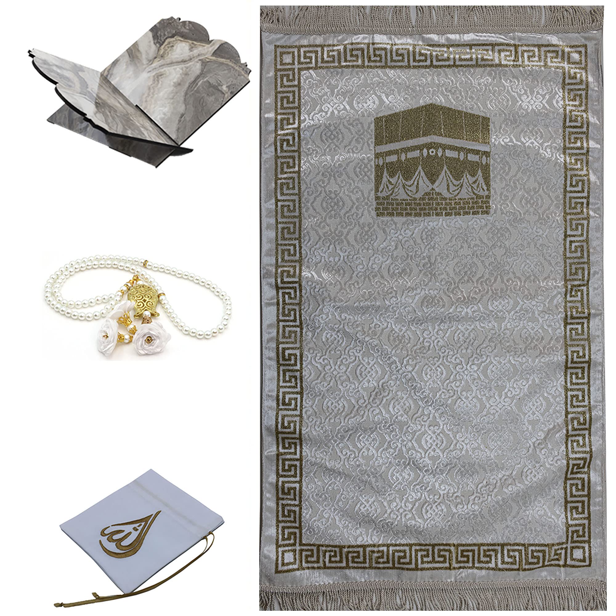 English Translate Thermo Leather Covered Quran Set l Prayer Mat l Shawl