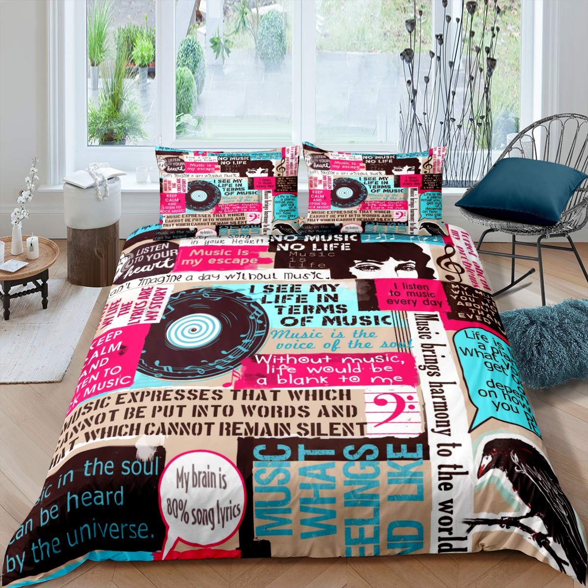 Housse de couette vintage musical rétro pour transformer votre chambre en studio