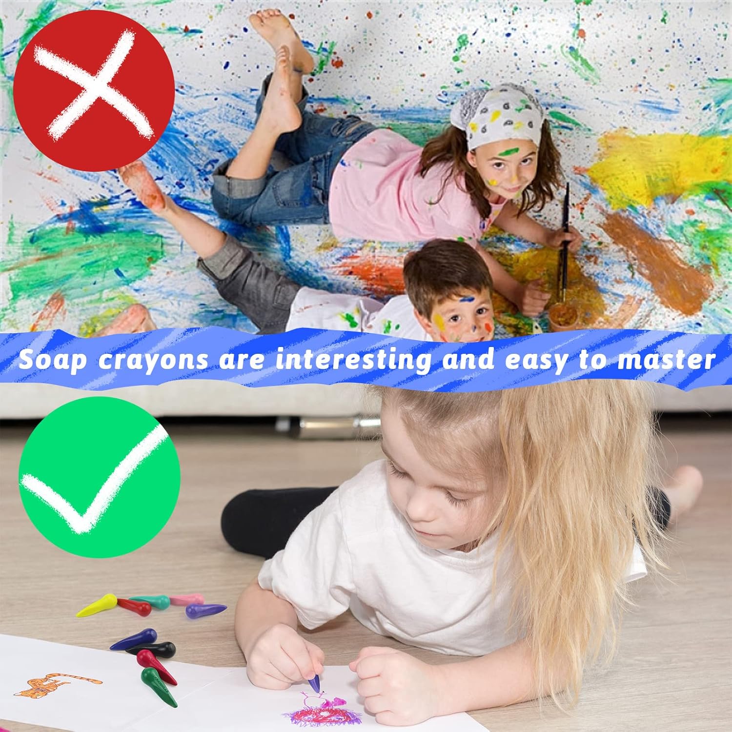 Baby Crayons for Toddlers,Washable Wax Crayons for Babies,Safe and Non