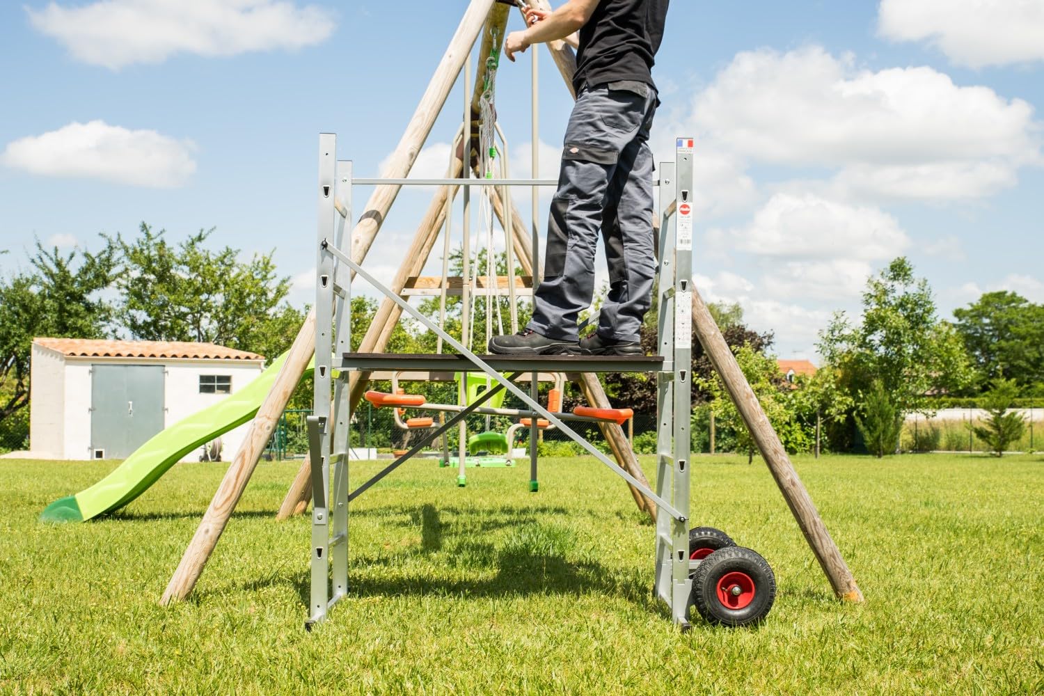 Echafaudage roulant de jardin tout terrain 0,9m/2,9m en aluminium Hailo HobbyStep H3 Jardin