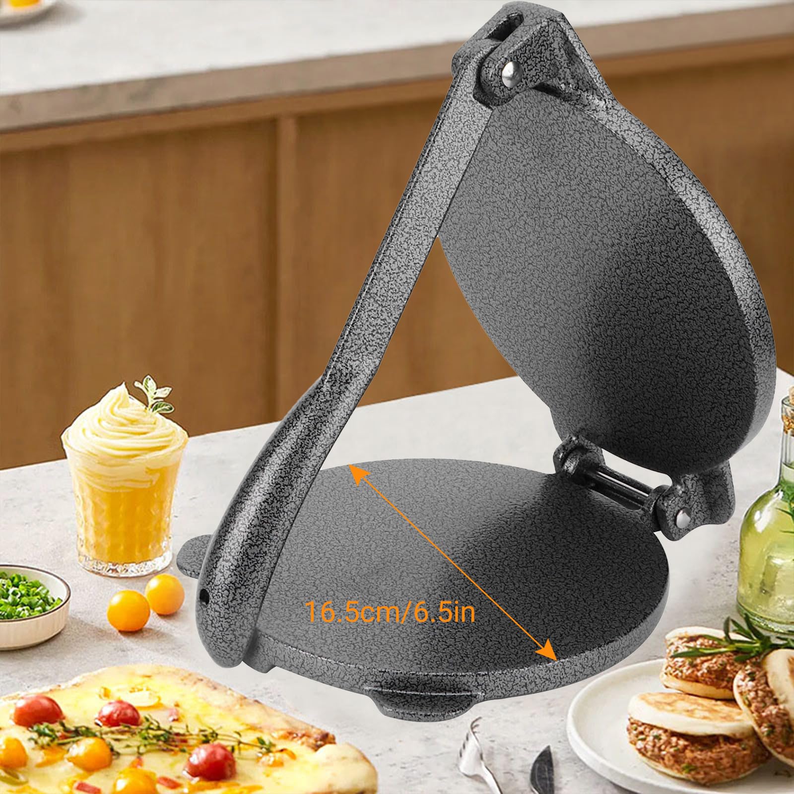 GAESHOW Tortilla Presse, Taco Presse Gusseisen, Maismehl Presse, Tortilla Maker Manuell, Gusseisen Tortilla Presse, Teigpresse für hausgemachte Tortillas, Pfannkuchenwerkzeug