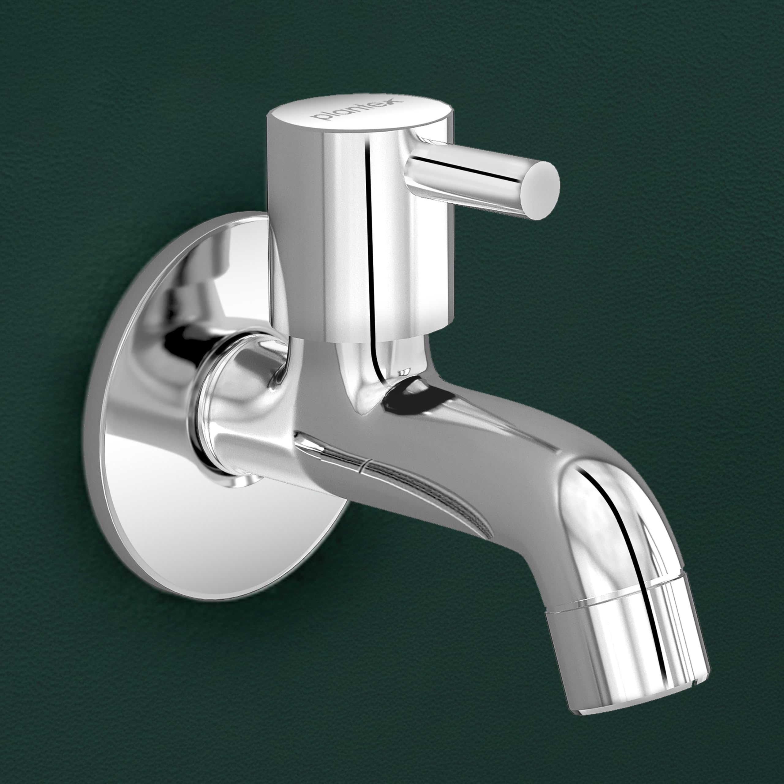 Plantex Short Body Bib Tap for Bathroom with Water-Saving Aerator/Wall Mount Bib Cock with Wall Flange and Teflon Tape/Brass Spindle Basin Tap for Home (MKS-1271-Mirror Chrome)