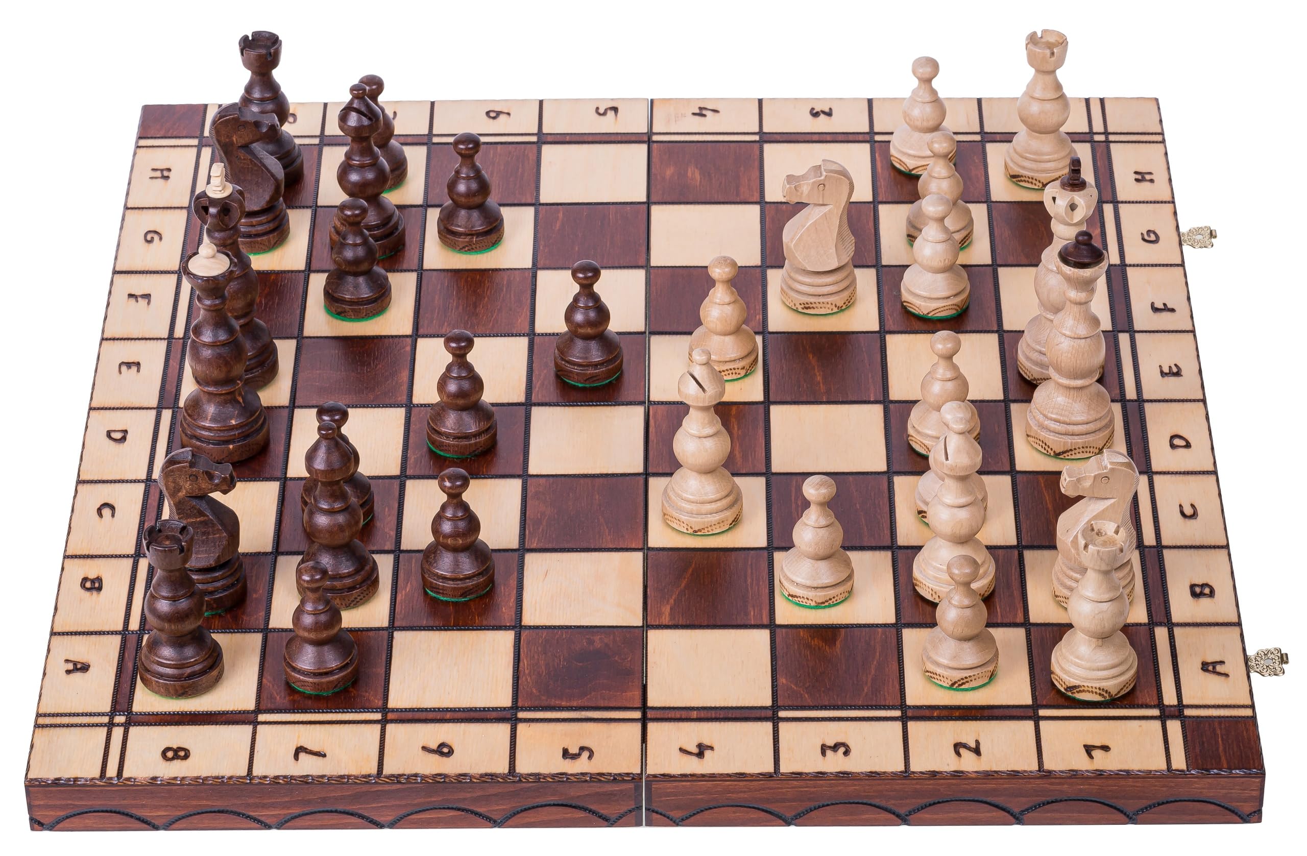 Schach aus Holz Schachspiel Legate + 2 x Damen - 48 x 48 cm Geschenkverpackung - Schachbrett & Schachfiguren Edel aus Holz