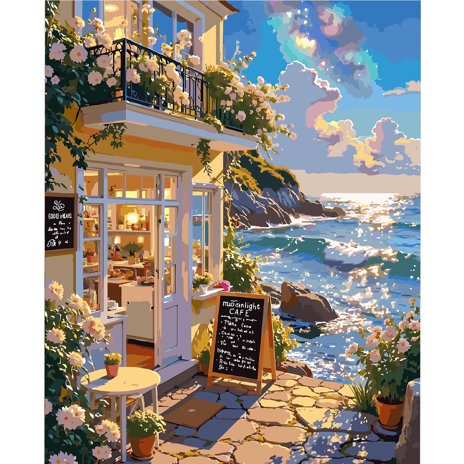 POETRYDRAW Frameless DIY Paint by Numbers Landscape 16x20in Canvas Acrylic
