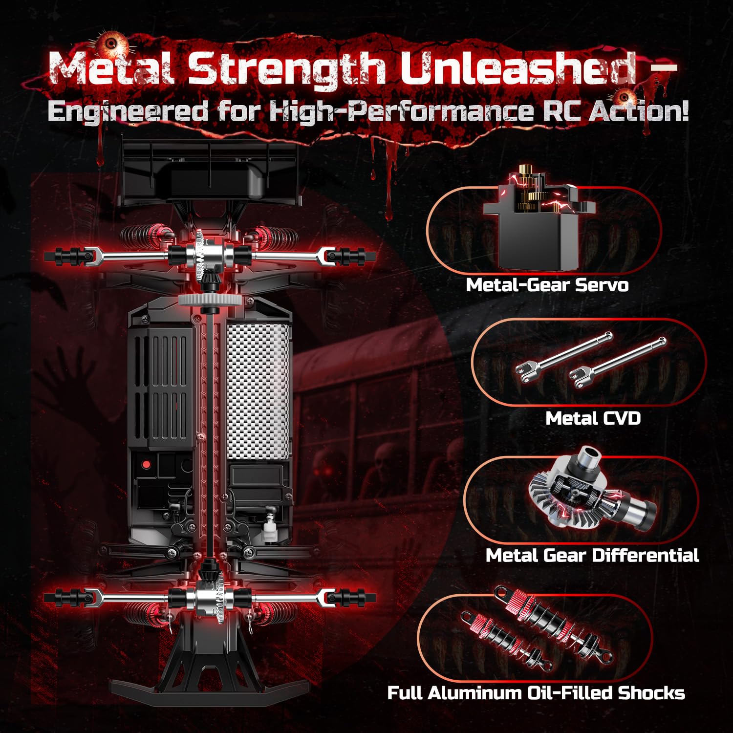 DEERC 9311E 1/18 All Terrain Fast RC Cars for Adults 40KPH,4WD Electric Off-Road Remote Control Monster Truck,2.4Ghz High Speed Car,Waterproof Monster Truck with 2 Batteries for Boys & Kids - 3