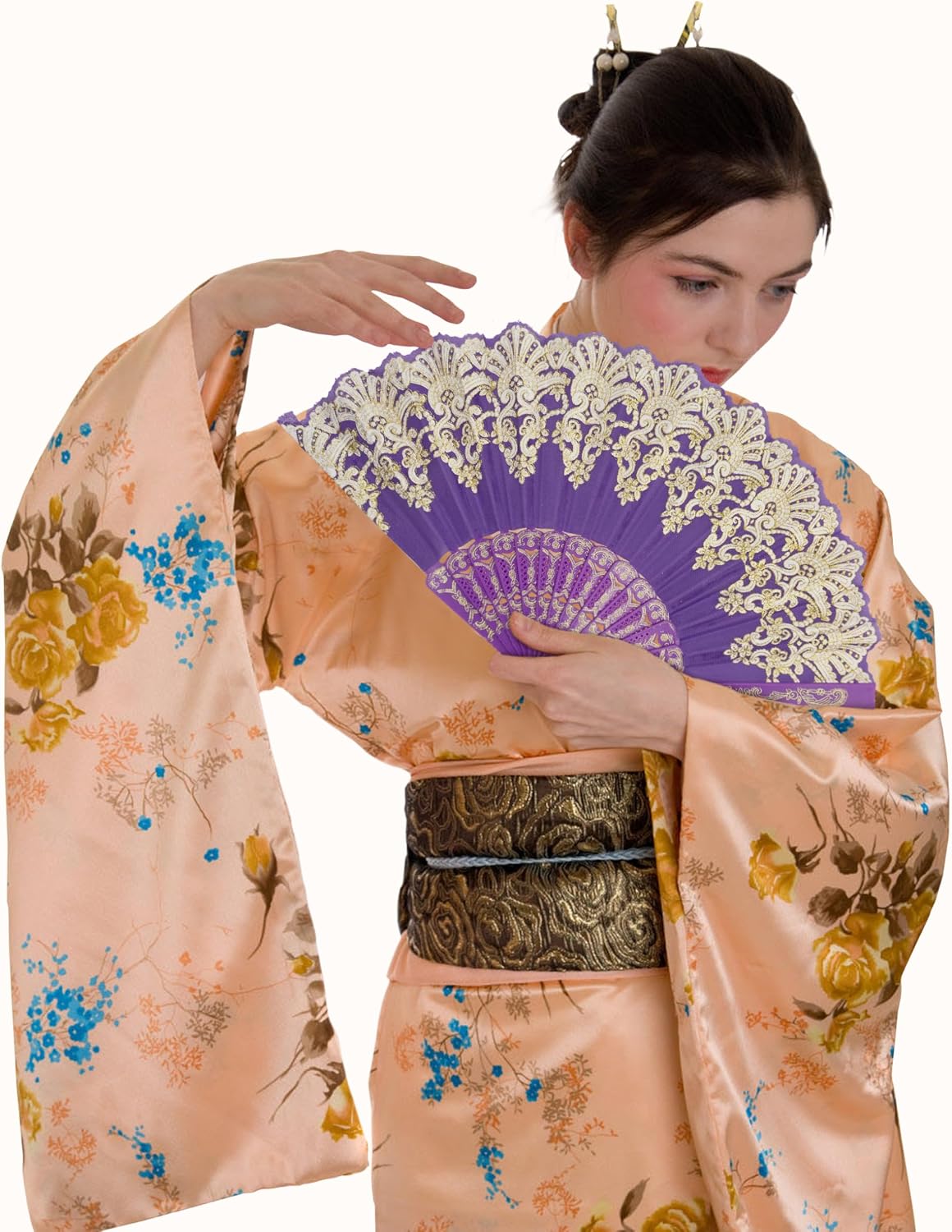 EOSAU Hand Fan Foldable, Decorative Folding Fans for Women, Purple image 5