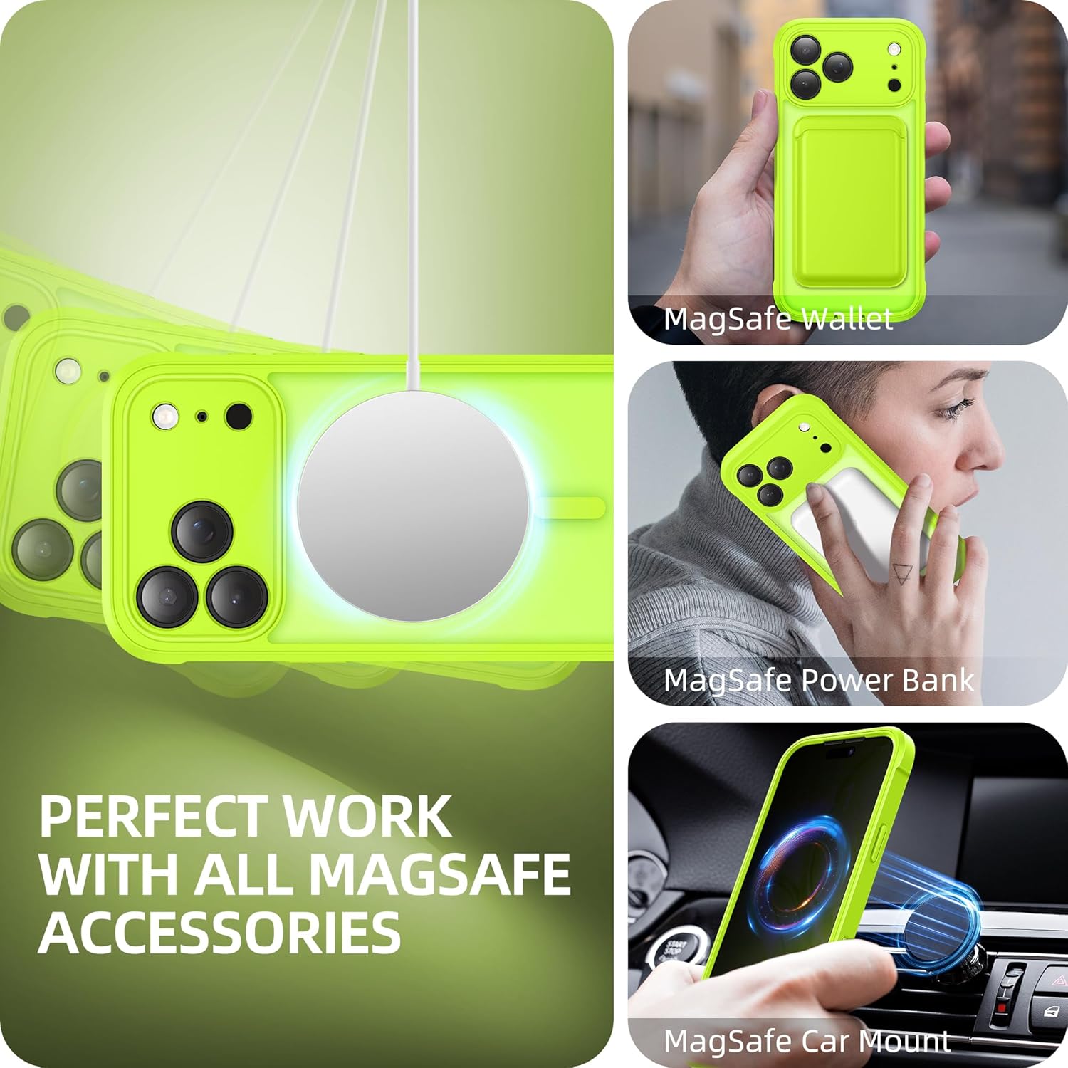 BERFY for iPhone 17 Pro Case, Compatible with MagSafe, Built-in Privacy Screen Protector and Camera Protection, Anti-Spy Full Body Shockproof Translucent Matte Phone Case for 17 Pro 6.3", Bright Green - Image 7