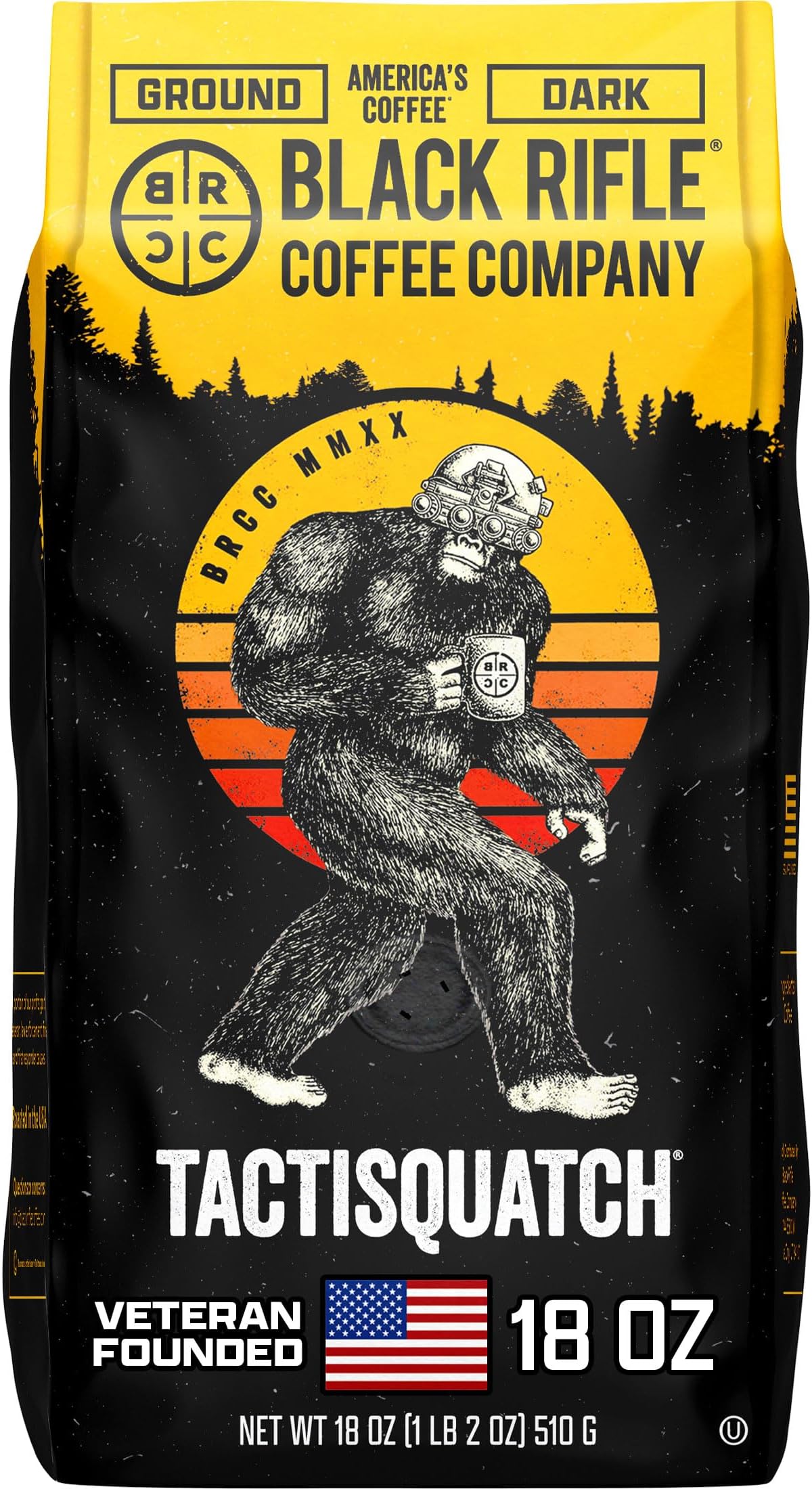 Tactisquatch, Dark Roast Ground Coffee, 18 OZ Bag
