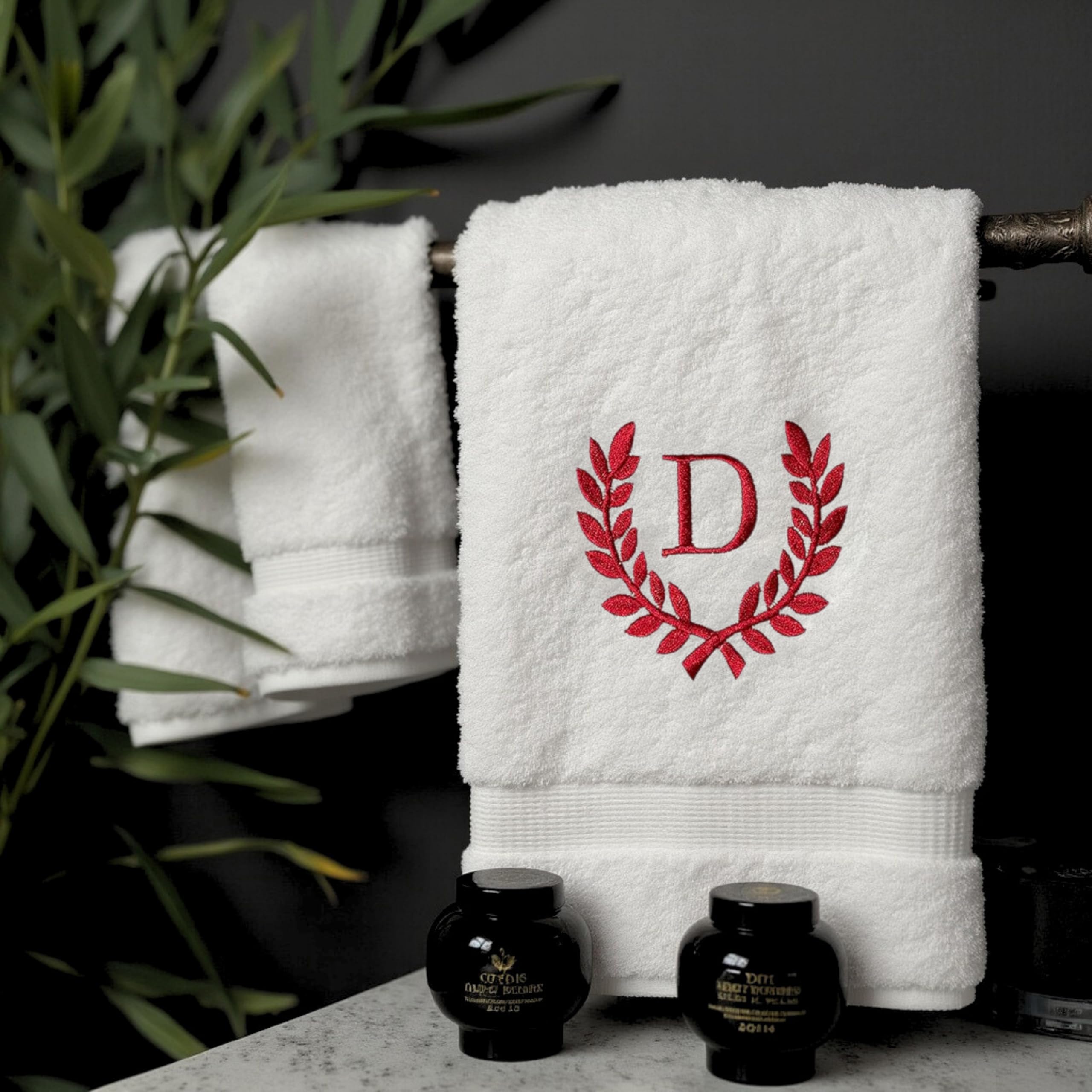 Toallas de mano Monogrammed para baño y cocina | regalo personalizado para bodas y novias | Toalla turca de lujo personalizada | Colección Spa, gran tamaño, 16 x 30 pulgadas, juego de 2
