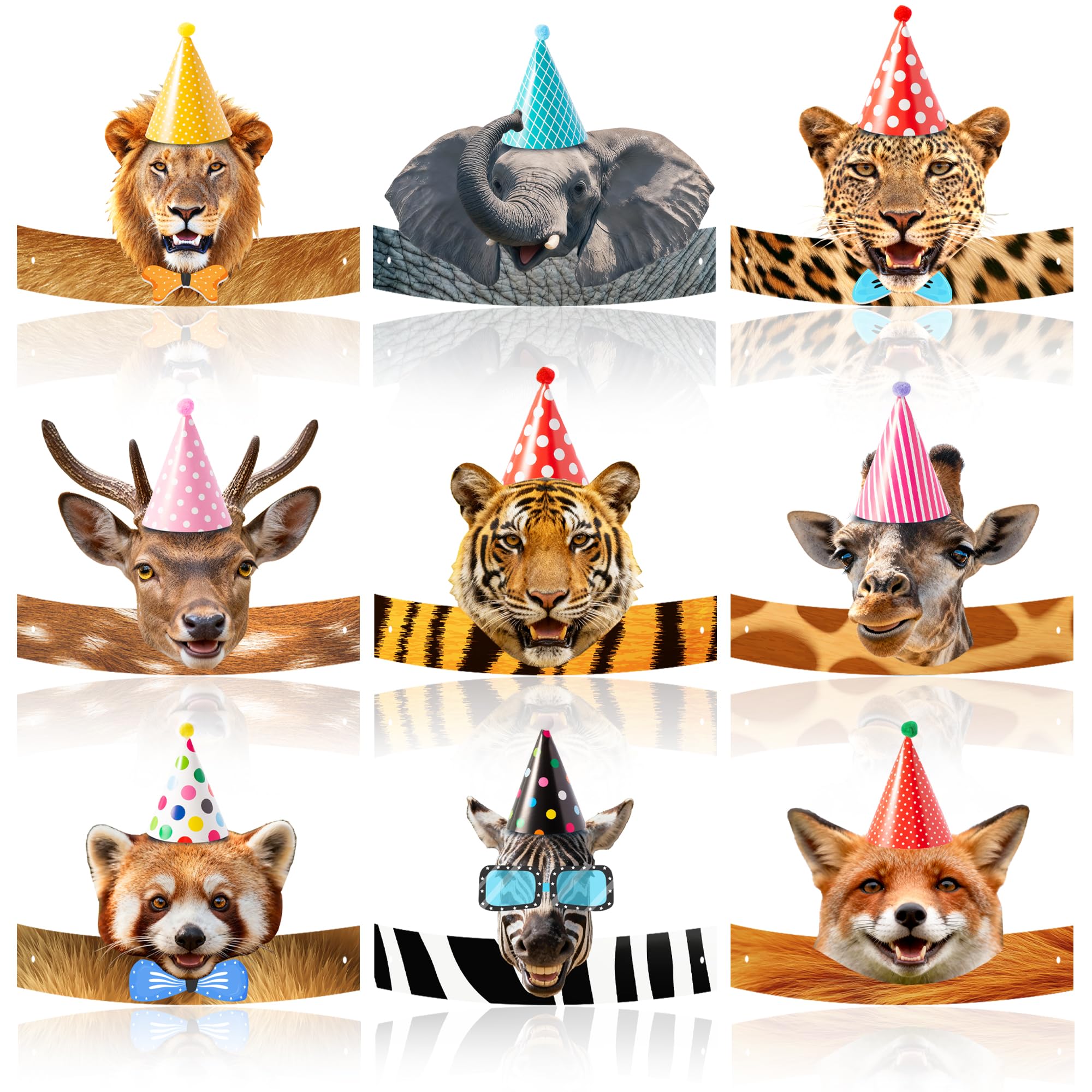 27pcs Jungle Animal Birthday Hat, Jungle Animal Party Hats for Jungle Safari Party Favors Decorations, Jungle Safari Party Hats for Jungle Animals Birthday Decorations Supplies
