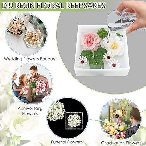 Miniatura 6 de 3 moldes de silicona grandes para actividad de resina, moldes cuadrados profundos brillantes con 3 patrones redondos de resina epoxi para