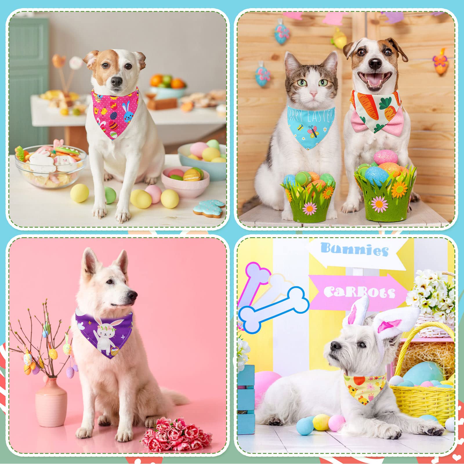 Sanwuta 180 Pcs Easter Dog Bandanas Bulk Spring Dog Scarf