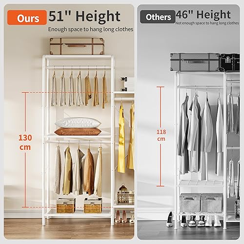 Miniatura 5 de JOISCOPE Organizador de armario para armario, perchero resistente, sistema de armario con 4 varillas y 5 estantes, estantes de ropa ajustables para