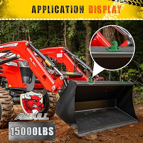 Miniatura 7 de Paquete de 2 ganchos de agarre para cubo de tractor de 38 pulgadas, acero forjado de grado 70, gancho de agarre con placa de respaldo, funciona bien