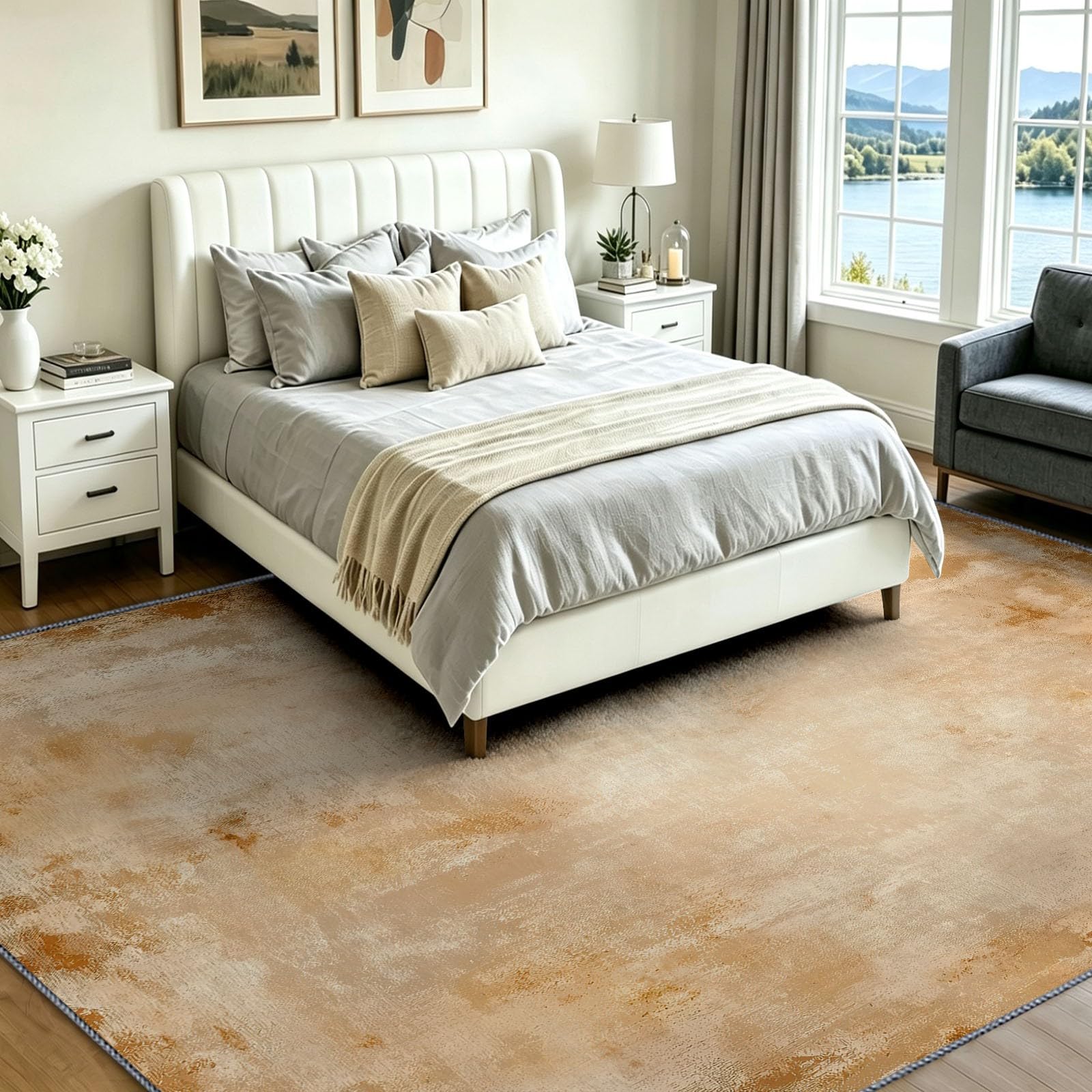 Beige Tapis Salon Lavable en Machine 80 x 150 cm Poil Ras Doux Vintage Américain Rustique Descente de Lit AntidéRapant Grain De Bois Effet Vieilli pour Chambre Interieur Salle a Manger Bureau Cuisine