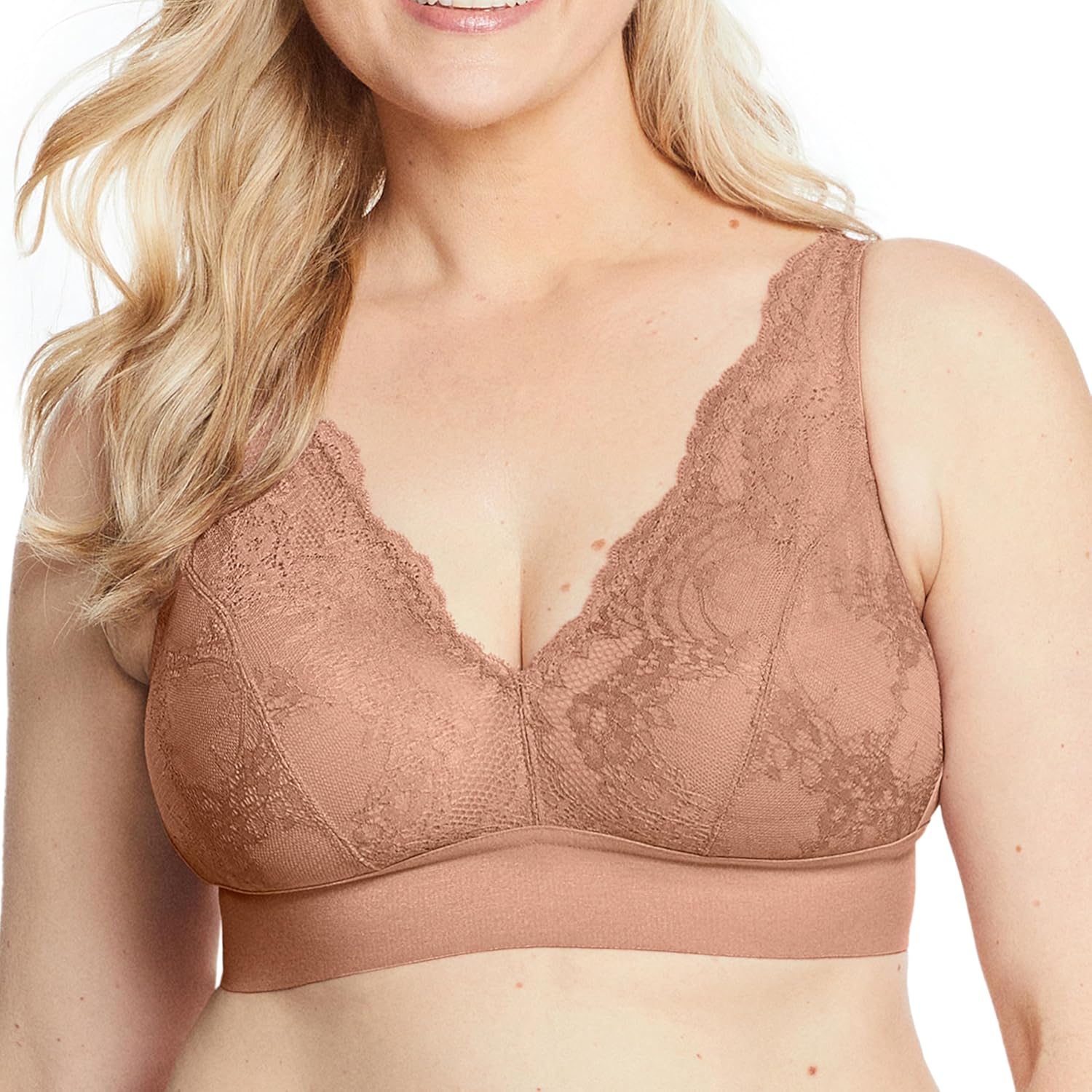 Glamorise Womens Lace Plunge Bralette Wirefree 7013