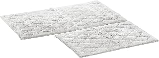 Bathroom Rug Set, Soft & Absorbent Bathroom Decor, Reversible Modern Design (Marquis Diamond Grey, 2 Piece)