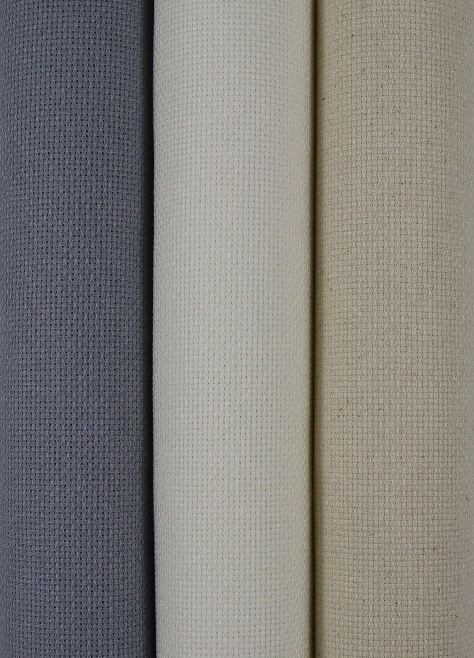KCS 3 pc of 15" x 18"(38cmx45cm) Counted Cross Stitch Cotton Aida Cloth Needlework Rolled Fabric Box,18CT,Antique White+Oatmeal+Light Steel Grey