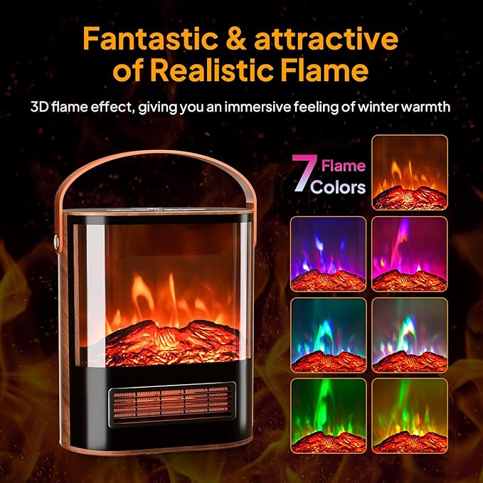 Chimenea Eléctrica ROVSUN 1500W con Control Remoto, 7 Colores de Llama miniatura 4