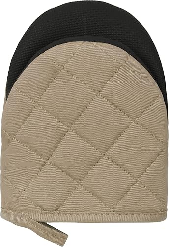 Miniatura 6 de 1 par de manoplas cortas para horno, guantes de cocina de silicona resistentes al calor para 500 grados, superficies de agarre antideslizantes y asa