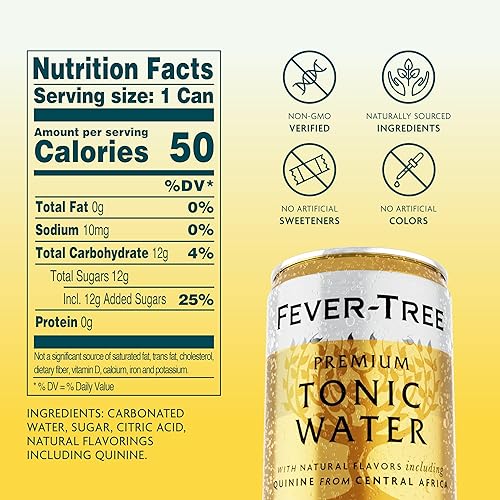 Miniatura 2 de Fever-Tree Latas de agua tónicas indias de alta calidad, sin edulcorantes artificiales, saborizantes y conservantes, 5.07 onzas líquidas (paquete de