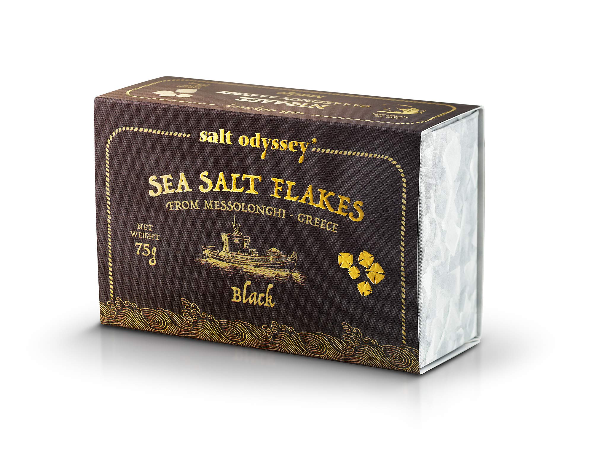 Salt Odyssey Escamas de Sal Marina Negras, Paquete de 3 x 75 g (Total: 225 g) - 1