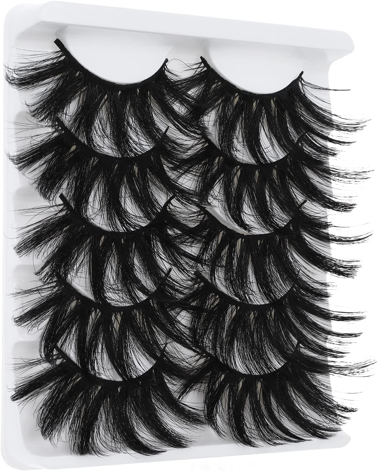 Molain Multi-layered Lashes False Eyelashes Dramatic 25MM Faux Mink Lashes Pack 5 Pairs Wispy Long Thick Fluffy Strip Eye Lashes (style#26)