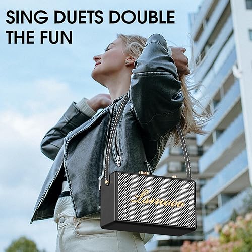 Miniatura 8 de Máquina de karaoke para adultos, 2 micrófonos inalámbricos para altavoz de karaoke, micrófono portátil y soporte de altavoz, expansión de micrófono