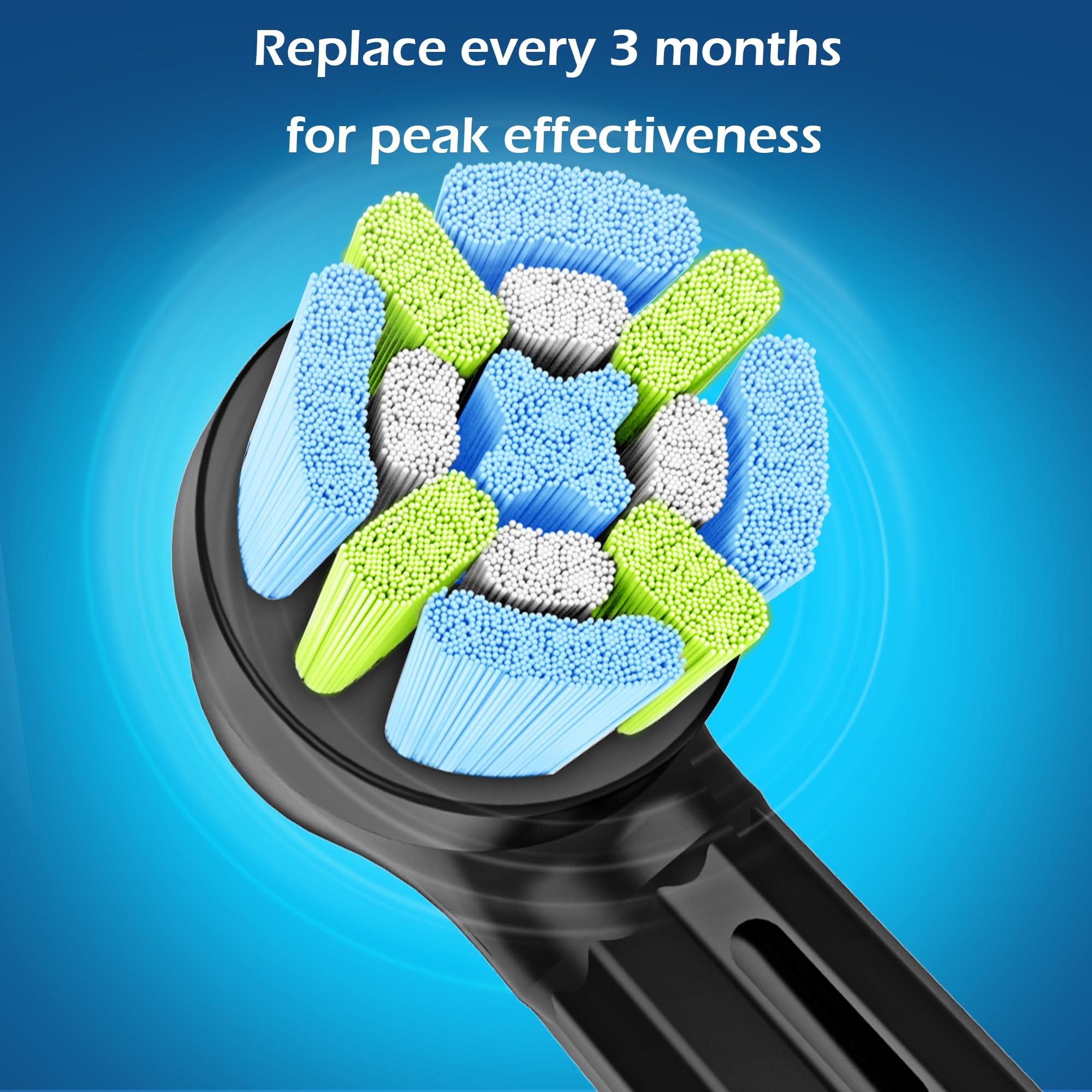 Testine di ricambio compatibili con spazzolini elettrici Braun Oral B iO, compatibili con spazzolini elettrici Oral B IO 3 4 5 6 7 8 9 10, morbide, nero/bianco, confezione da 8
