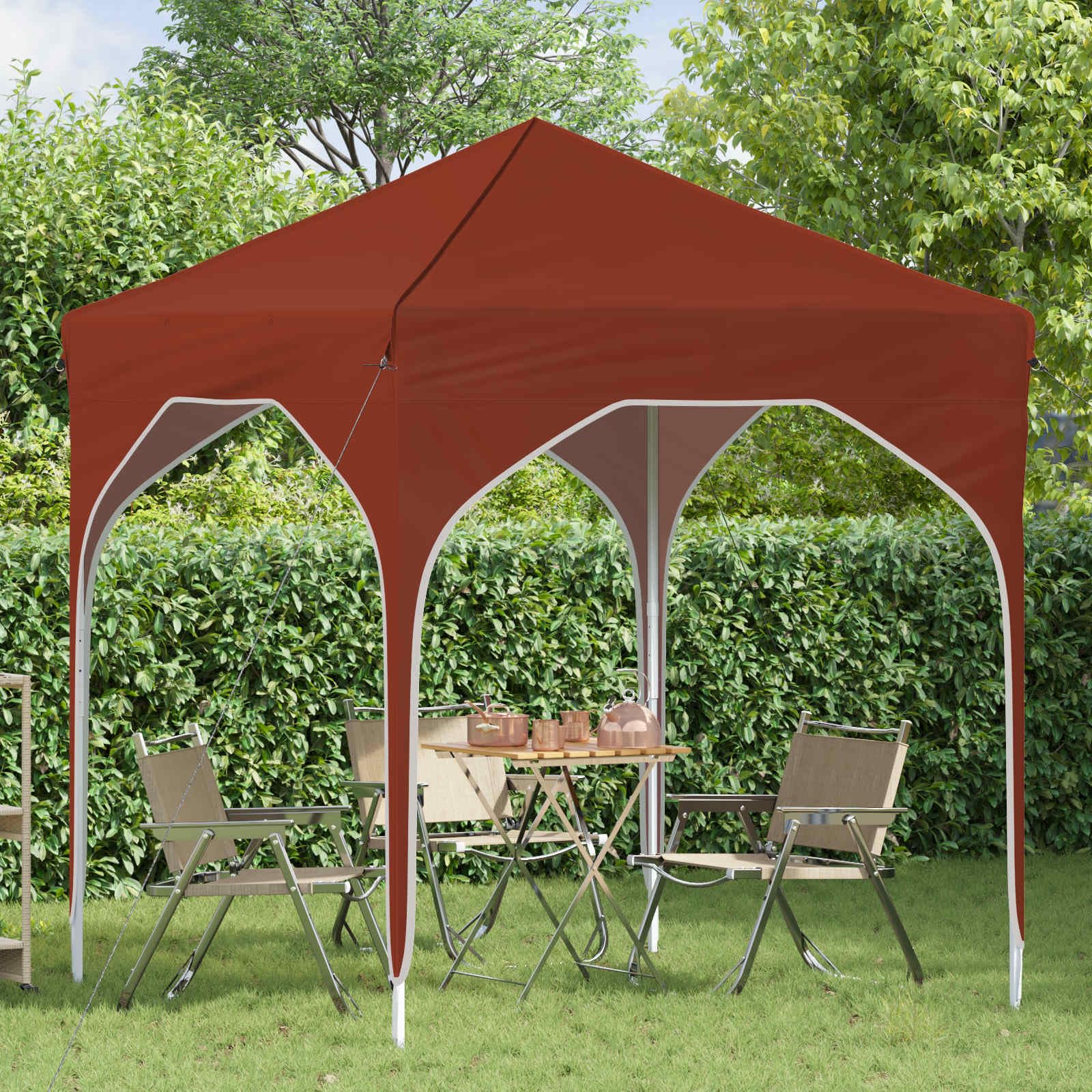 Namiot imprezowy typu pop-up, terakota, 194 x 194 x 245 cm, składany i składany, z ochroną przed promieniowaniem UV i wodą, odporny na warunki atmosferyczne namiot ogrodowy do użytku na