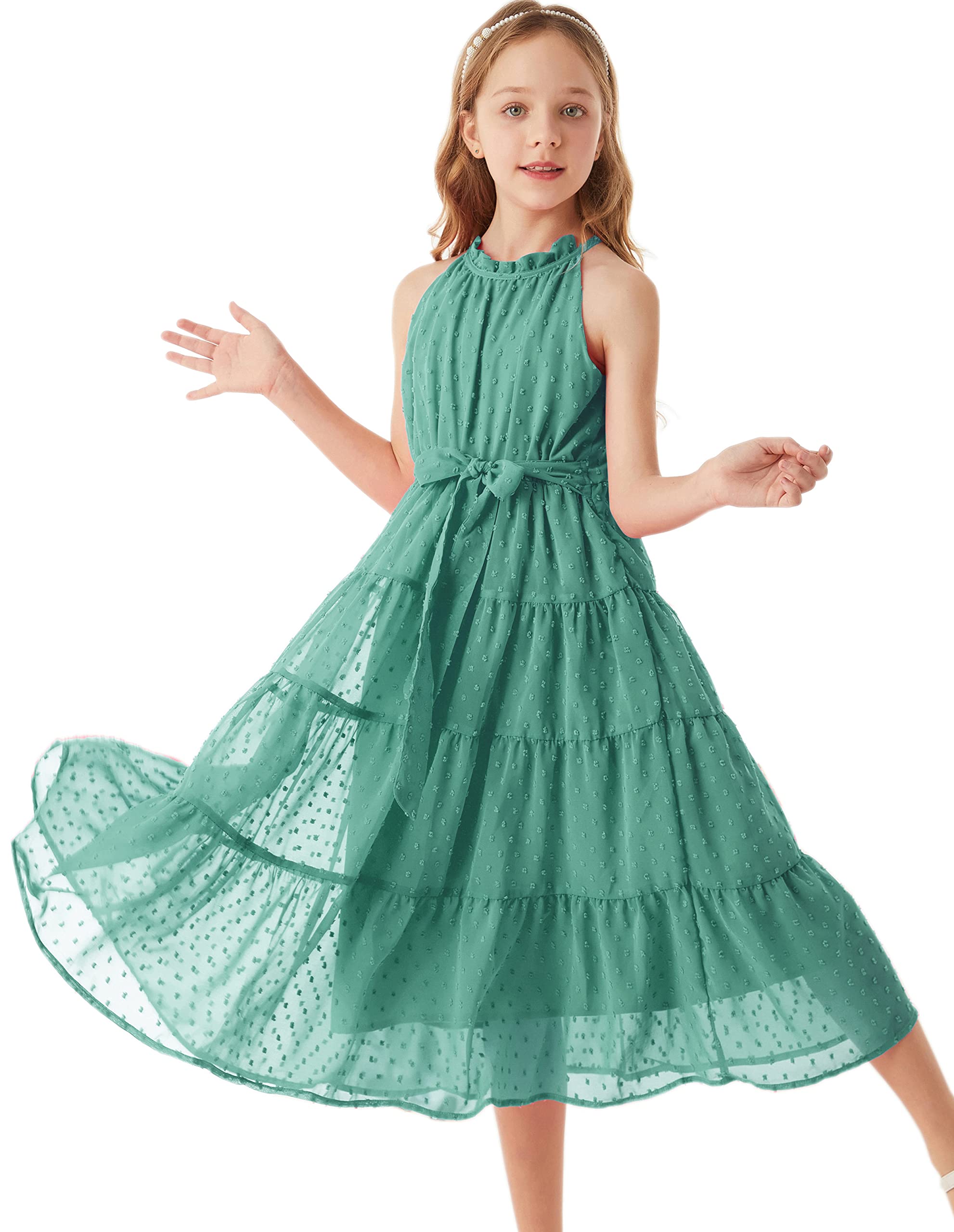 GRACE KARINGirls Sleeveless Casual A-line Flowy Summer Maxi Dress for 5-14 Years