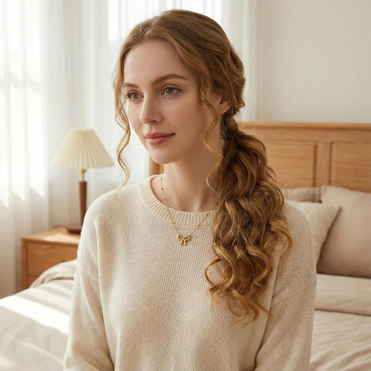 Bow Necklace for Women, Gold Dainty Bow Choker Necklace Valentines Day Gifts for Her Small Cute Pendant Charm Necklaces Valentines Day Gifts for Her Trendy Stuff Personalized Jewelry - Image 8